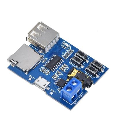 กระดาน MP3 Decoder พร้อมการ์ด TF Mono Amplifier 2W และ U Disk Play Mode สําหรับโมดูลเล่นเสียงแบตเตอรี่ลิเดียม 3.7 วอท