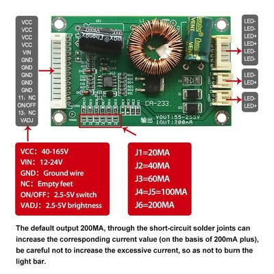 CA-233 LED Backlight Driver Board 55-255V กระแสไฟขาออกคงที่