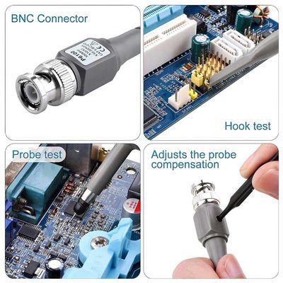 P6100 BNC Tester Tool Oscilloscope Probe Kit 100MHz 1X 10X คลิป 2 ชิ้น