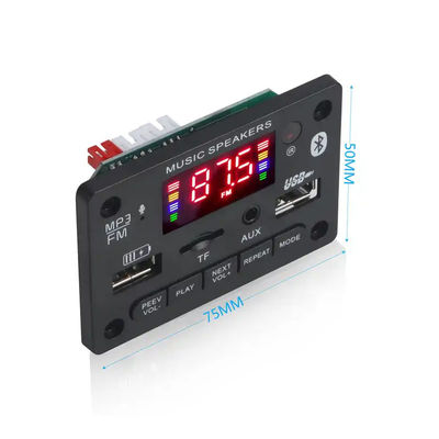 6V 12V Bluetooth 5.0 Mp3 ถอดรหัสบอร์ดโมดูลไร้สายรถ USB