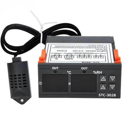 STC-3028 AC 220V DC 12V-24V ดิจิทัลควบคุมความชื้น อุปกรณ์ตรวจสอบพลังงานคู่