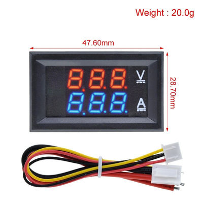 DC 0-100V 10A เครื่องวัดโวลต์แอมป์แบบดิจิตอล Ac 0.28 &quot;IC ไดรฟ์สีแดงสีน้ำเงิน