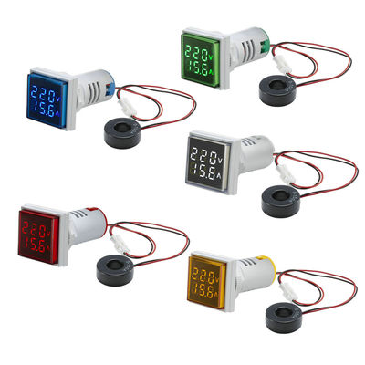 โวลต์มิเตอร์แบบดิจิตอล LED สี่เหลี่ยมและแอมมิเตอร์ 110V 220V แรงดันไฟฟ้าปัจจุบัน
