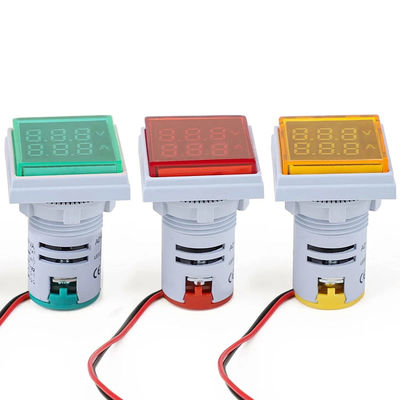 โวลต์มิเตอร์แบบดิจิตอล LED สี่เหลี่ยมและแอมมิเตอร์ 110V 220V แรงดันไฟฟ้าปัจจุบัน