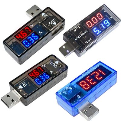 ชาร์จเครื่องตรวจจับทดสอบแอมป์มิเตอร์ดิจิตอลโวลต์มิเตอร์พอร์ต USB คู่