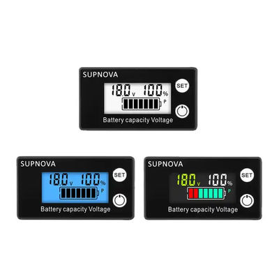 ตะกั่วกรดดิจิตอลแอมมิเตอร์โวลต์มิเตอร์รถจักรยานยนต์เครื่องวัดโวลต์ 12V-84V