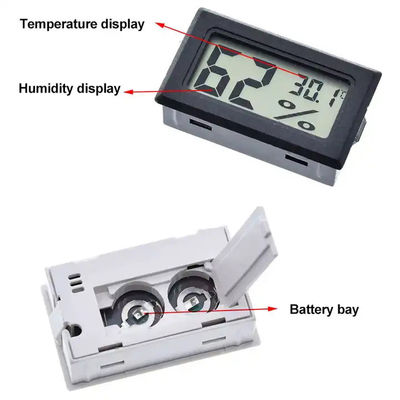 เครื่องวัดความชื้นสัมพัทธ์เทอร์โมดิจิตอล LCD ขนาดเล็กในร่ม 2 DC 1.5V LR44 แบตเตอรี่ปุ่ม