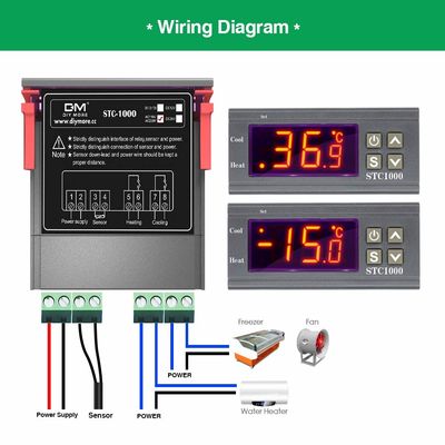 จอแสดงผล LCD เครื่องควบคุมความชื้นดิจิตอล 10A พร้อมเซ็นเซอร์ NTC AC 110-220V