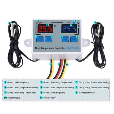 เครื่องวัดอุณหภูมิแบบดิจิตอล LED คู่ เครื่องทำความร้อนไฟฟ้า 220V