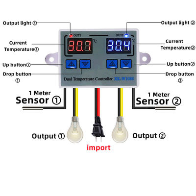 เครื่องวัดอุณหภูมิแบบดิจิตอล LED คู่ เครื่องทำความร้อนไฟฟ้า 220V