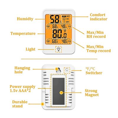 เครื่องวัดความชื้นอุณหภูมิห้อง LCD 10% - 99%RH -4F-158F