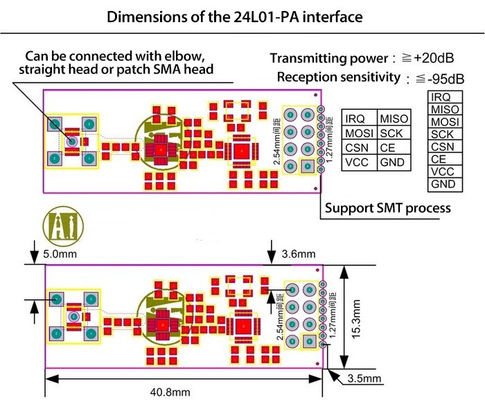 NRF24L01 PA โมดูลไร้สาย LNA ด้วยแอนเทนนา 1000 เมตร ระยะไกล FZ0410