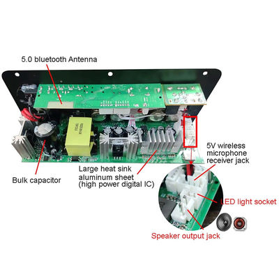 D100W Bluetooth 5.0 Power Amplifier Board พร้อมพลังงาน 100W และสนับสนุนวิทยุ FM สําหรับเครื่องเสียง 8-12 นิ้ว