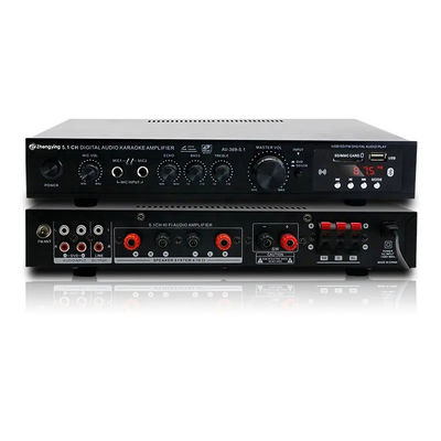 LDZS 5.1 ช่อง เครื่องขยายเสียงมืออาชีพ Ktv Home Theatre System 2 Mics Input Speaker Mixer