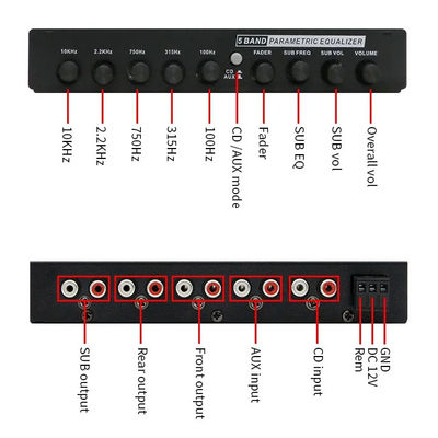 เครื่องขยายเสียง 24v EQ5 ภาค Aux Equalizer Car Audio EQ Tuning Crossover
