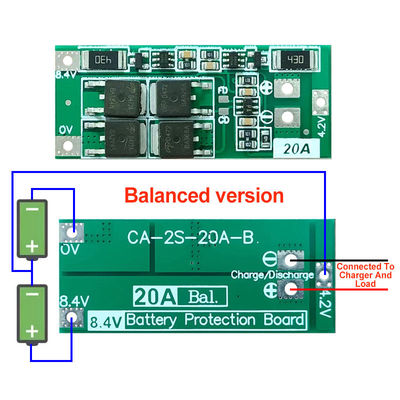 2S 20A 7.4V 8.4V 18650 แบตเตอรี่ลิตยูม ป้องกันคณะกรรมการมาตรฐาน/สมดุล