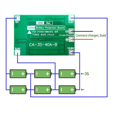 CA-3S-40A Li-Ion Lithium Battery Charger Lipo Cell Module PCB BMS Protection Board สําหรับเครื่องขุด 12.6V พร้อมสมดุล