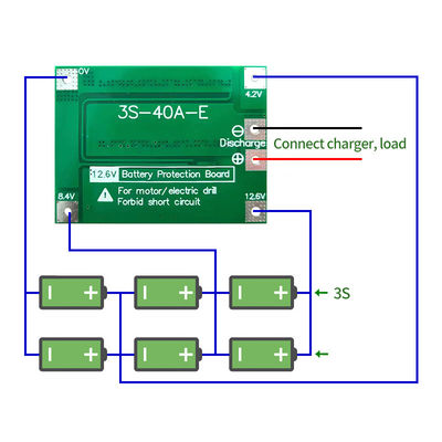 CA-3S-40A Li-Ion Lithium Battery Charger Lipo Cell Module PCB BMS Protection Board สําหรับเครื่องขุด 12.6V พร้อมสมดุล