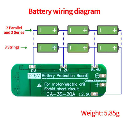 CA-3S-20A-E 11.1V 12V 12.6V BMS บอร์ดป้องกันแบตเตอรี่