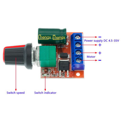 CA-105A มินิ 5A Dc มอเตอร์ควบคุมความเร็วโมดูลแม็กซ์ 90W 3V-35V