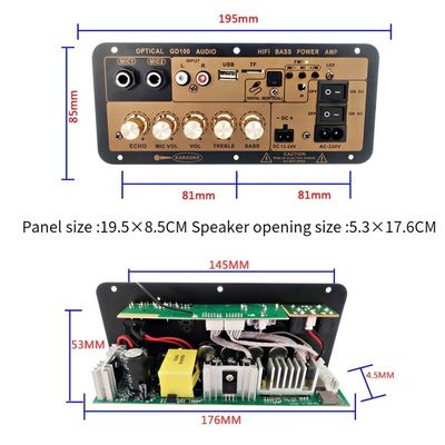 โมลด์ส่วนตัว NO 2 2.0 ช่อง 100W BT โมโน แอมพลิเฟียร์บอร์ดสําหรับบ้าน / รถ HiFi คาราโอเกะ