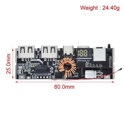 QC4.0 QC3.0 LED Dual USB PD Power Bank 18650 โมดูลการชาร์จพร้อมควบคุมอุณหภูมิ