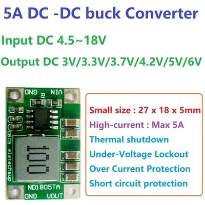 บอร์ดแปลง DC-DC ประเภทการติดตั้งมาตรฐานสําหรับ 4.5V-18V ถึง 3V-6V การกําหนดความดัน