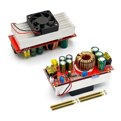 1800W 40A DC-DC ความแรงดันคงที่ ปัจจุบันคงที่ Boost Converter Boosts 10-60V โดยแฟนสําหรับ 12-90V