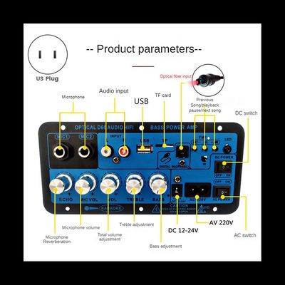 D60 50W Subwoofer Amplifier Board พร้อม Bluetooth และ Optical Audio Input สําหรับพลังงาน 12V/24V/220V