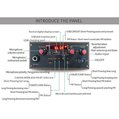 2x10W บลูทูธ 5.0 สเตรีโอ เมอร์บอร์ดพร้อม MP3 ดีโคเดอร์และ FM Radio Function