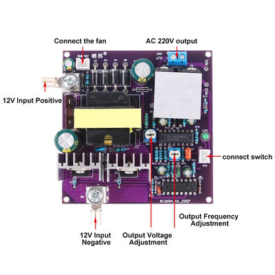 ประเภทการติดตั้งมาตรฐาน 300W Boost Converter 12V ถึง 220VAC 50Hz DC-AC Step-up Inverter