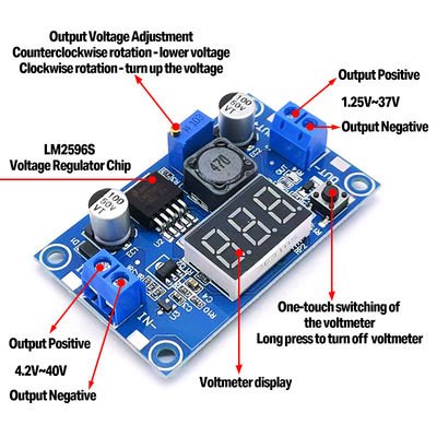 ปรับ LM2596S ขั้นต่ํา Buck Converter โมดูลพลังงานกับจอและหนึ่ง