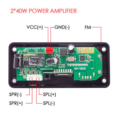 FLAC รองรับ 2*40W Car Bluetooth Audio Motherboard สําหรับการปรับรหัสดนตรีแบบขาดทุน