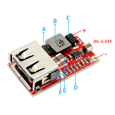 ประเภทการติดตั้งมาตรฐาน 6-24V DC Step Down Power Module Off Board สําหรับชาร์จ USB สําหรับรถยนต์