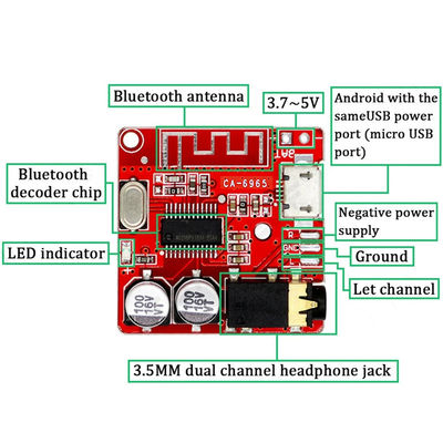 2 ช่อง 5V CA-6965 BT5.0 บอร์ดรับเสียงสําหรับโมดูลดนตรีสเตียโร้ไร้สาย