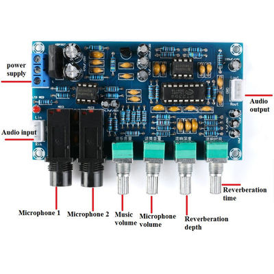 12V Dual AC12V PT2399 เครื่องกระตุ้นไมโครโฟนดิจิตอล คาราโอเกะ