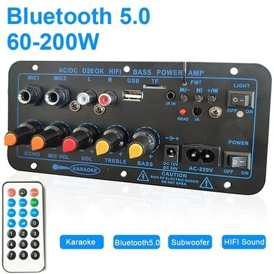 D20 60-200W BT Amplifier Board Car Stereo Amplifier Subwoofer USB FM Radio TF Player ไมโครโฟนคู่