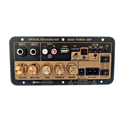 D50 แอมพลิเฟียร์บอร์ด พร้อมออดิโอออปติก BT AMP USB FM Radio TF Player สีดํา สําหรับรถบ้าน