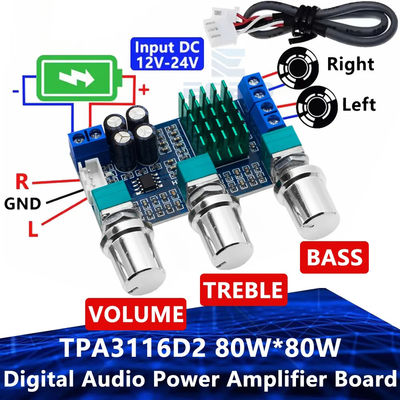 80W x 2 Dual Channel Digital Audio Amplifier Board TPA3116D2 โมดูลที่มีประสิทธิภาพสูง > 90%