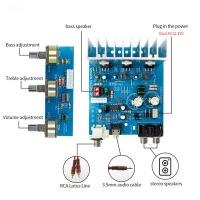 TDA2030 Subwoofer Power Amplifier Board 2.1CH 15W*2 30W สเตเรียออดิโอแอมพลิเฟียร์ด้วยพลังงาน AC 12V