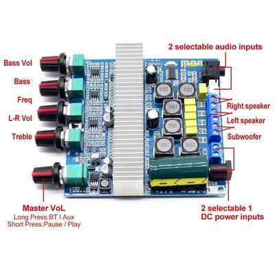 50W*2 100W TPA3116D2 BT 5.0 HIFI ไดจิทัล พาวเวอร์ ซับวูฟเวอร์ แอมพลิเฟอร์ บอร์ดสําหรับเสียง