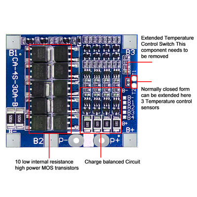 CA-4S-30A-B ลิทธิียม 18650 BMS แบตเตอรี่คุ้มครองบอร์ด 30A 14.8V 12.8V 4s BMS บอร์ด
