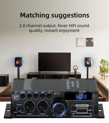 AK-380 5.0 แอมพลิเฟอเรอร์ 2.0 ช่อง รถยนต์ โฮมไทอเรอร์ แอมพลิเฟอเรอร์ มินิ HIFI แอมพลิเฟอเรอร์เสียงดิจิตอล สเตเรีย USB OTG Input