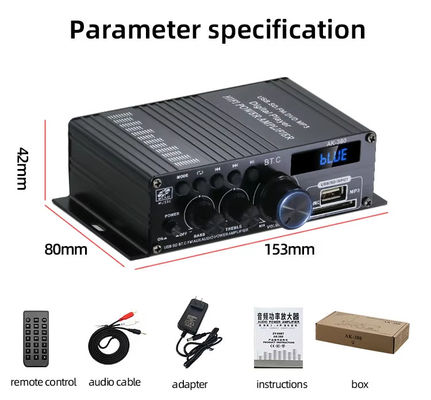 AK-380 5.0 แอมพลิเฟอเรอร์ 2.0 ช่อง รถยนต์ โฮมไทอเรอร์ แอมพลิเฟอเรอร์ มินิ HIFI แอมพลิเฟอเรอร์เสียงดิจิตอล สเตเรีย USB OTG Input