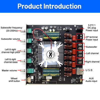 ZK-AS21 2.1 ช่อง Digital Power Amplifier Board Module 220W*2+350W เสียงต่ําสูง สับวูฟอร์ TPA3255 BT Home Audio AS21