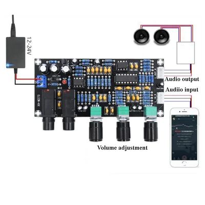 XH-M273 PT2399 บอร์ด Preamplifier ดิจิตอล 12-24V DC พร้อมความถี่สเตอริโอสำหรับการควบคุมไมโครโฟนคาราโอเกะ