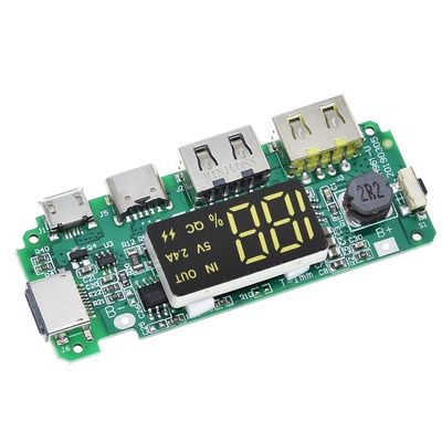 ดับเบิล USB 5V 2.4A Micro/Type-C LED USB Mobile Power Bank 18650 โมดูลการชาร์จ แบตเตอรี่ลิทธิียม การปกป้องวงจร