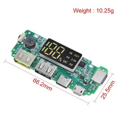 ดับเบิล USB 5V 2.4A Micro/Type-C LED USB Mobile Power Bank 18650 โมดูลการชาร์จ แบตเตอรี่ลิทธิียม การปกป้องวงจร