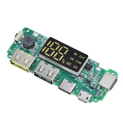 ดับเบิล USB 5V 2.4A Micro/Type-C LED USB Mobile Power Bank 18650 โมดูลการชาร์จ แบตเตอรี่ลิทธิียม การปกป้องวงจร