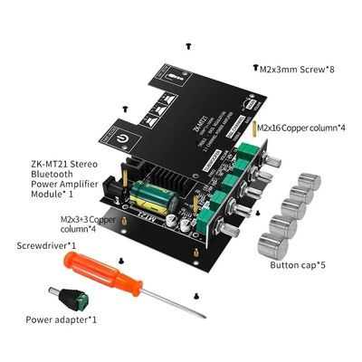 ZK-MT21 HiFi Digital Power Amplifier Board 100W+2*50W 2.1 Channel Subwoofer AUX 12/24V ออดิโอ สเตเรีย 5.0 แอมเปอร์ ZK-MT21